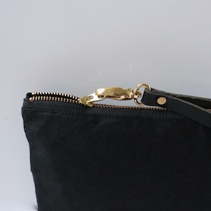 Black Clutch Bag, Wristlet in Black Linen, Little Black Bag image 3