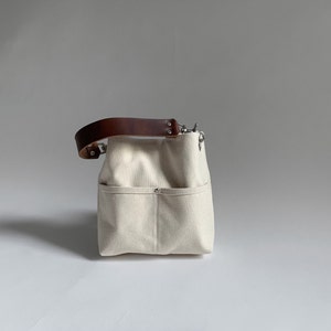Mini sac seau, petit sac à bandoulière en toile naturelle