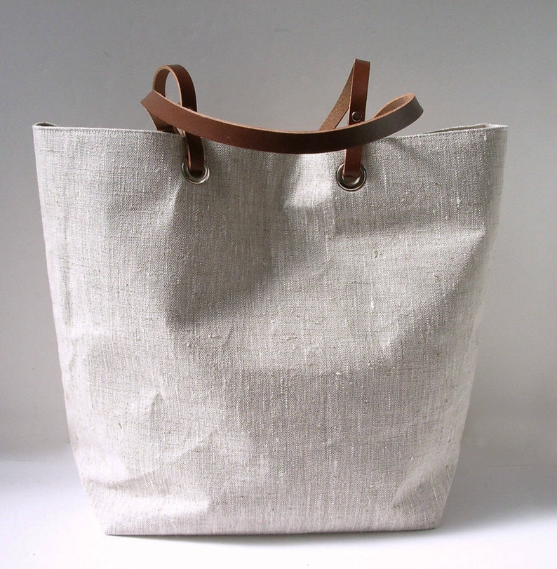Simple Tote Bag in Natural Linen image 6