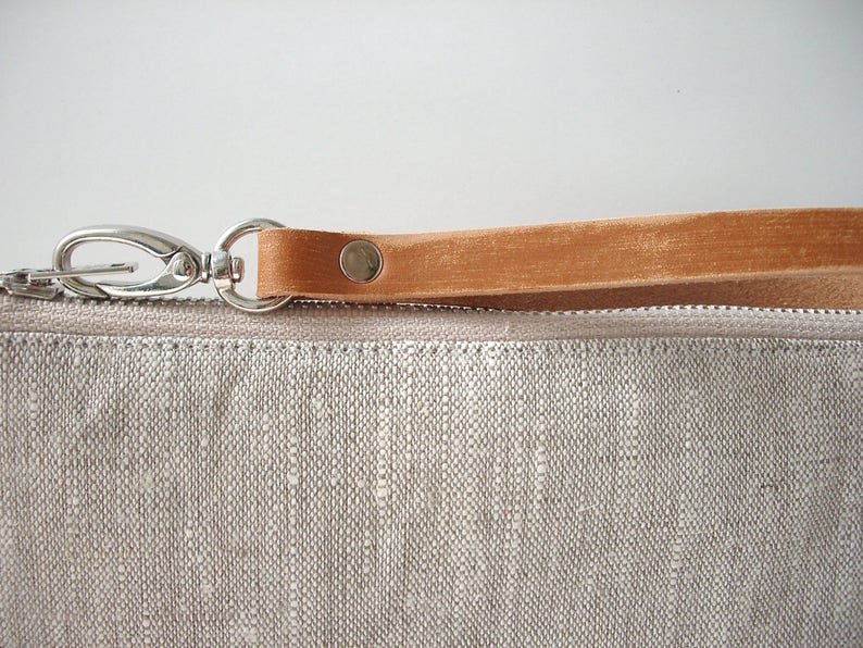Wristlet, Clutch Bag, Natural Linen Wristlet, Minimalist Clutch image 3