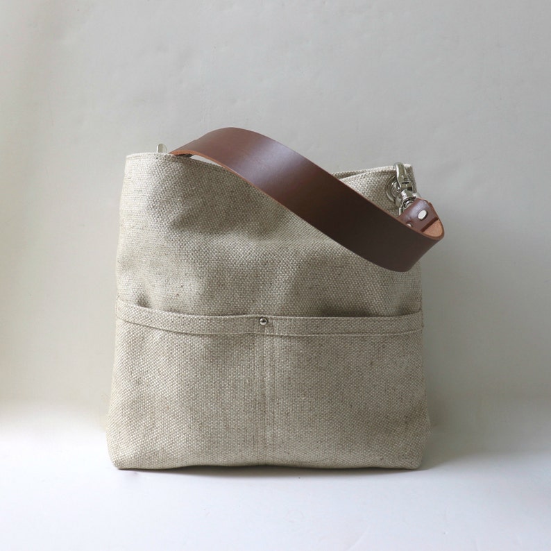 Medium Bucket Bag in Woven Flax Vacation Bag - Etsy