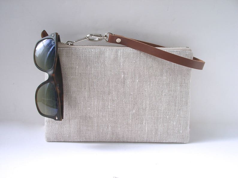 Casual Clutch Bag, Simple Linen Wristlet image 2