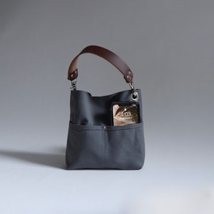 Mini sac seau - Toile grise