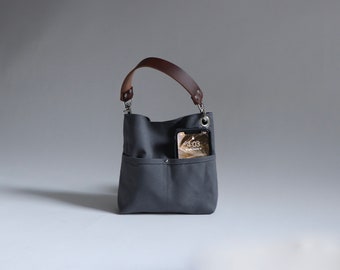Mini Bucket Bag - Gray Canvas