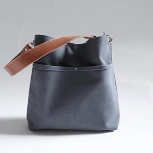 Gray Hobo Bag, Medium Crossbody Purse