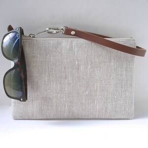 Wristlet, Clutch Bag, Natural Linen Wristlet, Minimalist Clutch image 4