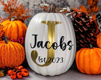 Monogram Pumpkin Decor - Last Name Pumpkin - Personalized Pumpkin - Fall Decor - Porch Pumpkins - Paw Print Pumpkins - Small