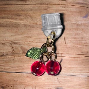 Cherry Kindle Charm - Phone Charm - USB Charm - Mini Keychain Charm - Dust Plug - Bookish Merch - Smartphone, Accessories Cellphone