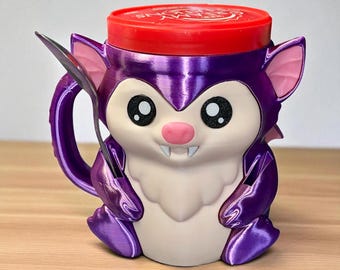 Bat Ice Cream Pint Mug Holder w/ 2 Spoons Holders and Handle | 3D Printed Reusable Ice Cream Cozy