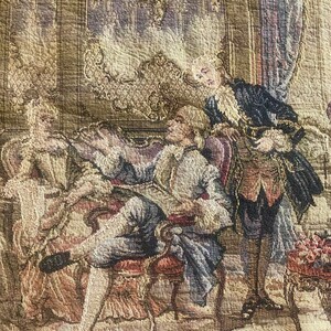 Vintage Belgium Tapestry, antique tapestry, Victorian salon, washing, collectible tapestry, wall decor, horse decor, office