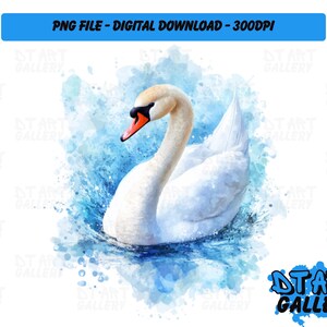 Prachtige zwaanvogel aquarel stijl clipart-digitale download-hoge kwaliteit png-bestand-perfect voor T-shirts, stickers, mokken en meer