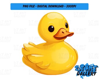 Cute Yellow Rubber Duck Bath Toy Themed Clipart - Digital Download - High Quality PNG File - Perfect for T-shirts, Stickers, Mugs & More