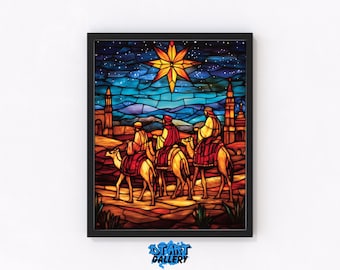 東方三博士の礼拝 ヴィンテージ ステンドグラス マギ キリスト 誕生 アメリカ製 東方三博士の礼拝 ヴィンテージ ステンドグラス マギ キリスト 誕生