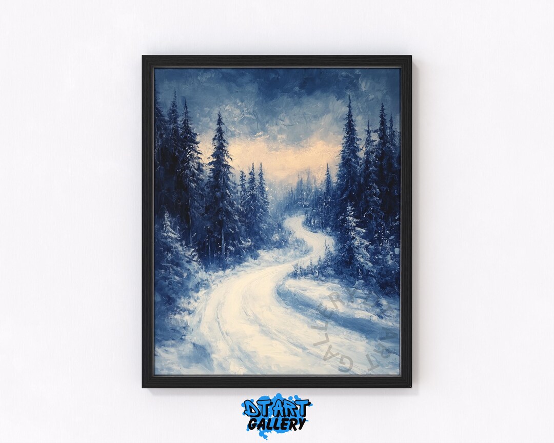 Winter Wonderland Path Art Print - Snowy Forest Scenic Landscape ...