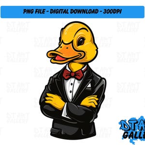 Clipart schattige eend Smart Gentleman thema - digitale download - png-bestand van hoge kwaliteit - perfect voor T-shirts, stickers, mokken en meer