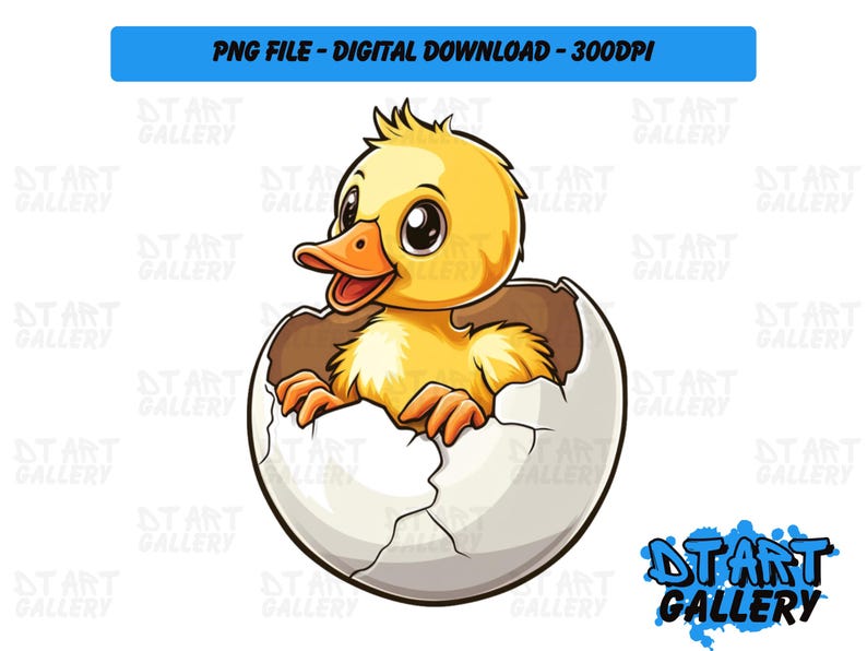 Cute Yellow Duckling Hatching Egg Themed Clipart - Digital Download ...