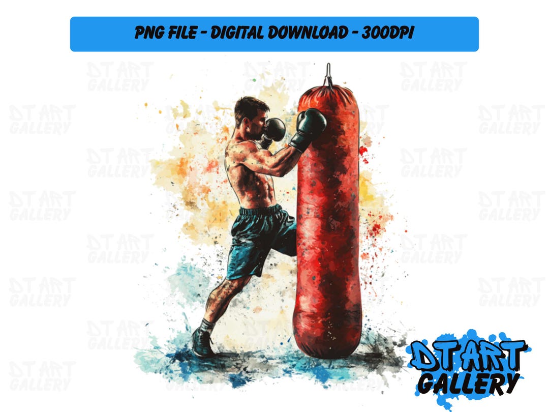 Boxer Boxing Punchbag Watercolour Style Clipart - Digital Download ...