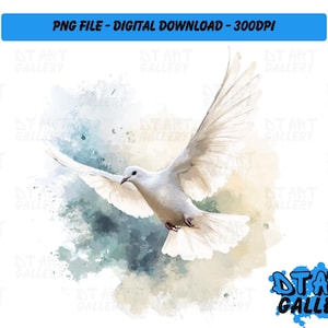 Mooie witte duif vogel aquarel stijl clipart-digitale download-hoge kwaliteit png-bestand-perfect voor T-shirts, stickers, mokken en meer