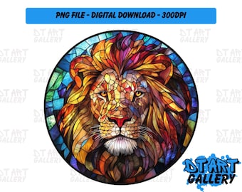 ステンドグラスの虎の壁アート5点セット デジタル - Etsy 日本