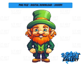 Cute Leprechaun St Patrick's Day Themed Clipart - Digital Download - High Quality PNG File - Perfect for T-shirts, Stickers, Mugs & More