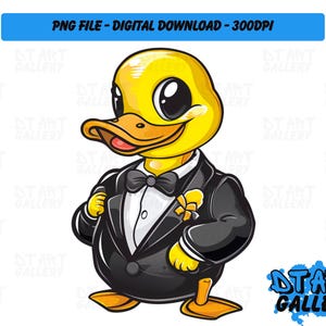 Cute Smart Duck Gentleman in Anzug Themed Clipart - Digital Download - Hochwertige PNG-Datei - Perfekt für T-shirts, Aufkleber, Tassen und mehr