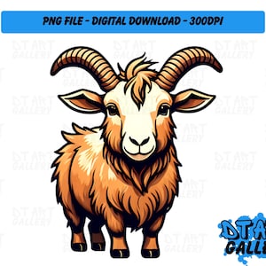Cute Goat Farm Animal Themed Clipart - Digital Download - High Quality PNG File - Perfect for T-shirts, Stickers, Mugs & More