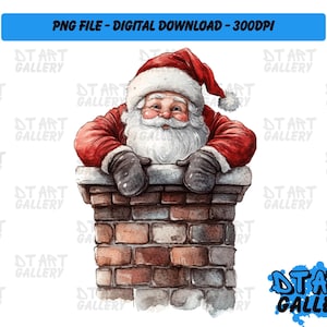 Santa Claus Chimney Christmas Xmas Themed Clipart - Digital Download - High Quality PNG File - Perfect for T-shirts, Stickers, Mugs & More