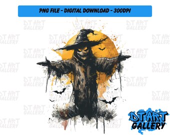 Evil Scarecrow Halloween Watercolour Style Clipart - Digital Download - High Quality PNG File - Perfect for T-shirts, Stickers, Mugs & More