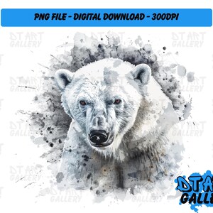 Polar Bear Watercolour Style Clipart - Digital Download - High Quality PNG File - Perfect for T-shirts, Stickers, Mugs, Wall Art & More
