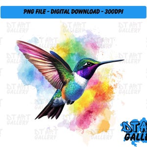 Prachtige kolibrie aquarel stijl clipart-digitale download-hoge kwaliteit png-bestand-perfect voor T-shirts, stickers, mokken en meer