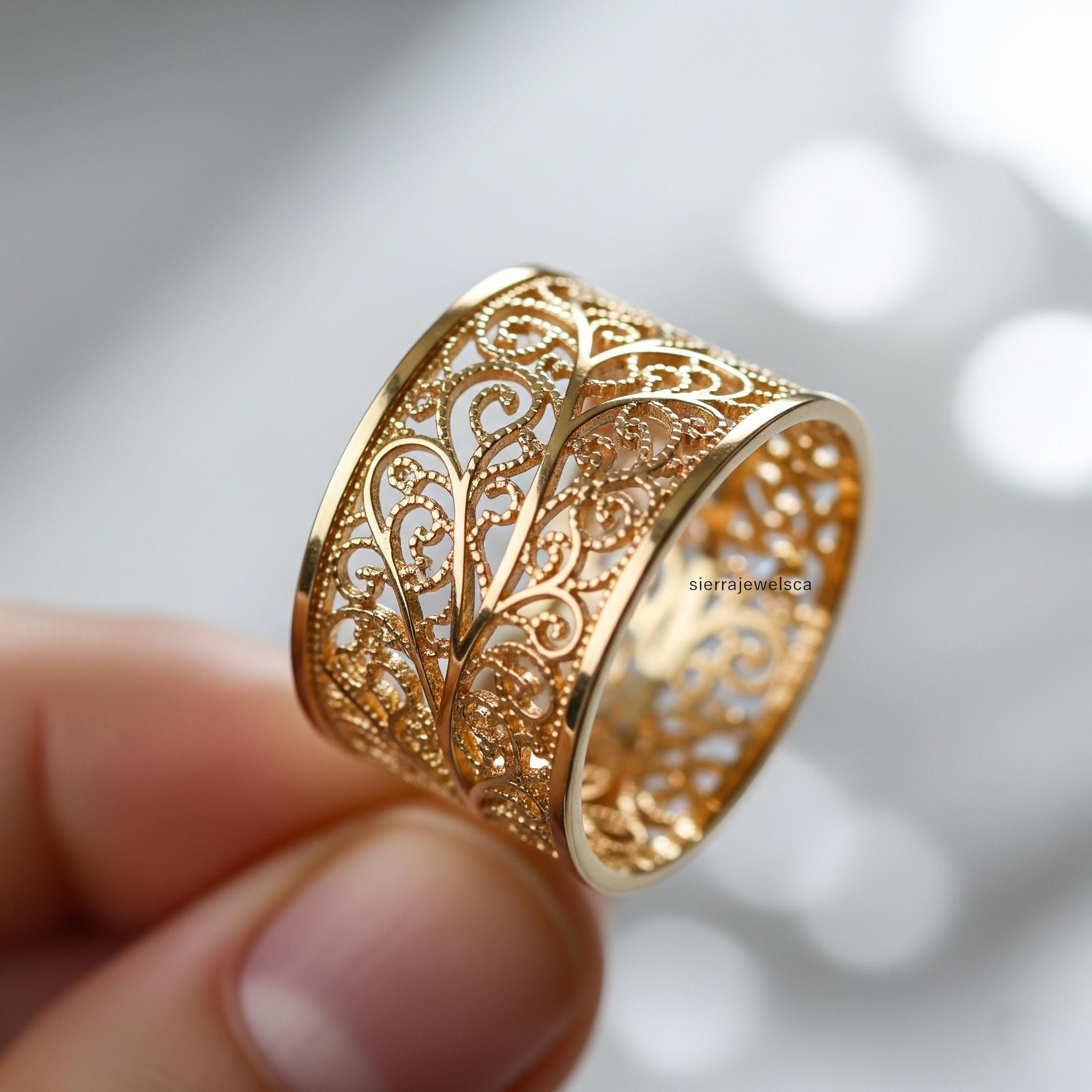 14k rose gold filagree ring - Etsy 日本