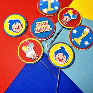 Plim Plim Custom Cupcake toppers 12 pack, party decor cupcake decorations