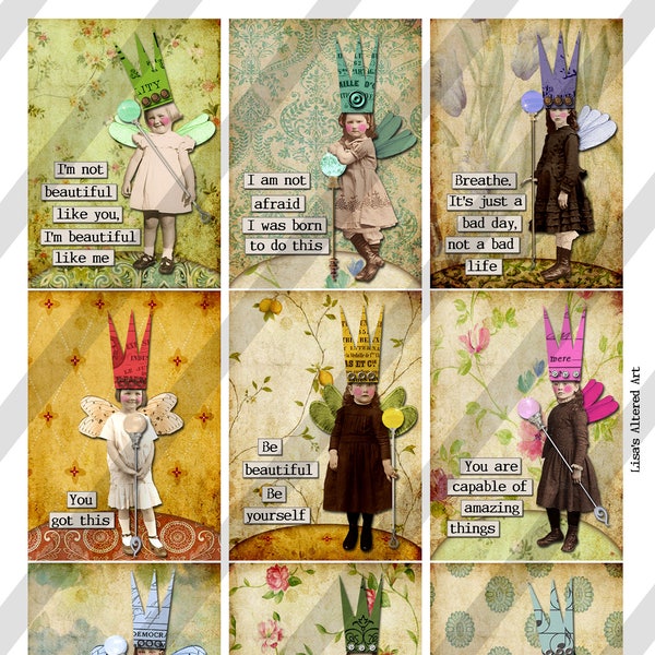 Digital Collage Sheet 2.5 X 3.5 ATC Sized Images Encouragement Fairies-3 Sheets, 27 Images(Sheet no. FS293) Instant Download