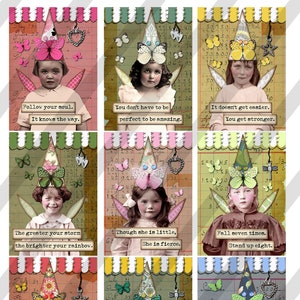 Digital Collage Sheet 2.5 X 3.5 ATC Sized Images Inspirational Fairies, 9 Images (Sheet no. FS316) Instant Download