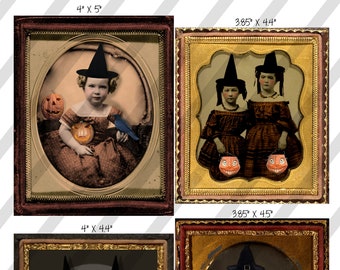 Halloween, Vintage Photo Collage Sheet Download,  H45, Altered Photo, Halloween Witches, Instant Download