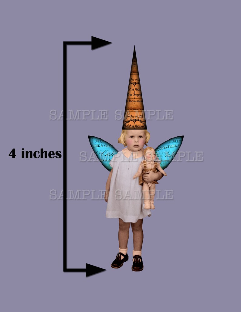 Back to Basic Fairies. 4 inch fairies with wings and hats. Printable sheet, plus 11 individual PNG files Sheet no. FS327 image 5