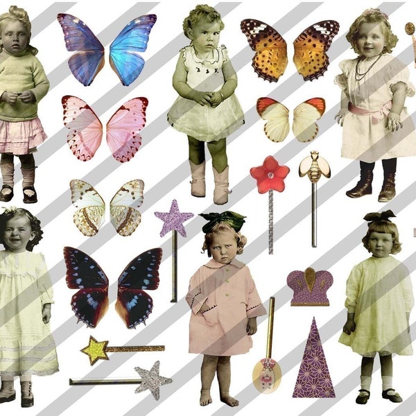 Digital Collage Sheet Larger Fairies 2 (Sheet no. B2) Instant Download