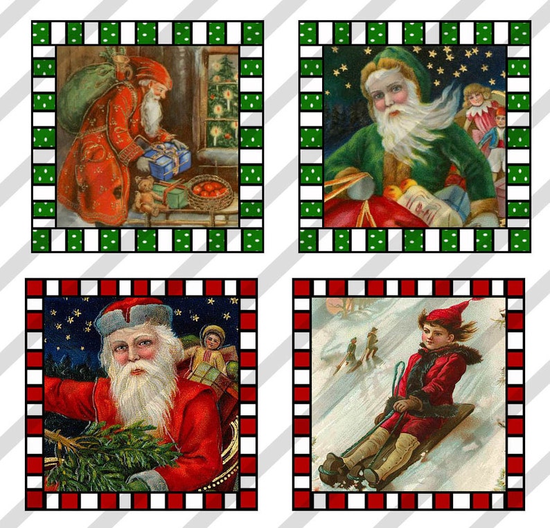 Digital Collage Sheet Altered Art Slide Images 1 inch and 1.5 X1.5 Christmas Sheet no.O96 Instant Download image 3