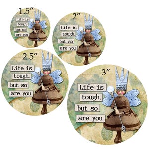Digital Collage Sheet, Circle images, Round, Inspiration Fairies, 4 Sizes, 1.5, 2, 2.5, and 3 Sheet no. FS310 Instant Download image 2