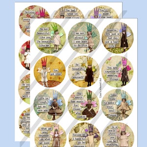 Digital Collage Sheet, Circle images, Round, Inspiration Fairies, 4 Sizes, 1.5, 2, 2.5, and 3 Sheet no. FS310 Instant Download image 4