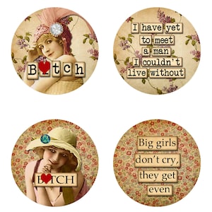 MATURE-Digital Collage Sheet Download 40mm Round Slides Sassy Women Sheet no. FS226 Instant Download image 1