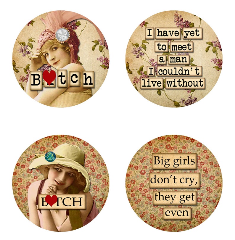 MATURE-Digital Collage Sheet Download 40mm Round Slides Sassy Women Sheet no. FS226 Instant Download image 1