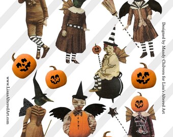Digital Collage Sheet Vintage Halloween Images By Amazing Artist Mandy Chilvers (Sheet no.H20) Instant Download