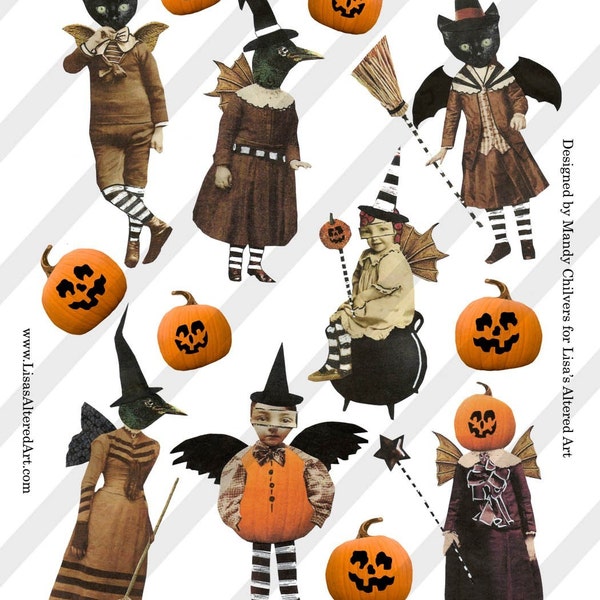 Digital Collage Sheet Vintage Halloween Images By Amazing Artist Mandy Chilvers (Sheet no.H20) Instant Download