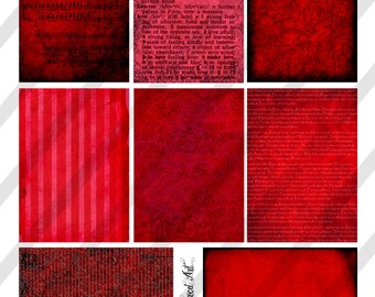 Digital Collage Sheet, Vintage Red Background Images, ATC Size Backgrounds, 2.5 x 3.5" (Sheet no. O249) Instant Download