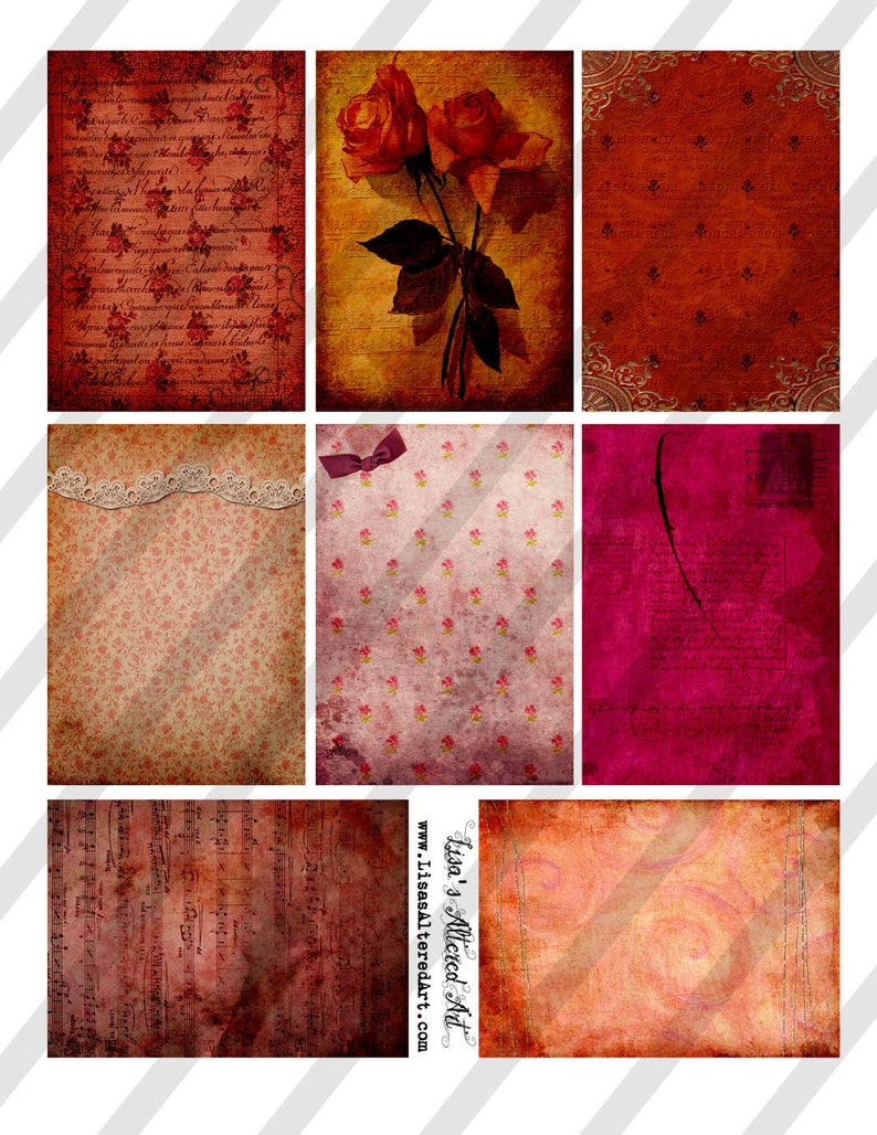 Digital Collage Sheet Vintage Love Background Images Valentine Sheet no. O111Instant Download image 1