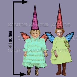 Back to Basic Fairies. 4 inch fairies with wings and hats. Printable sheet, plus 11 individual PNG files Sheet no. FS327 image 8