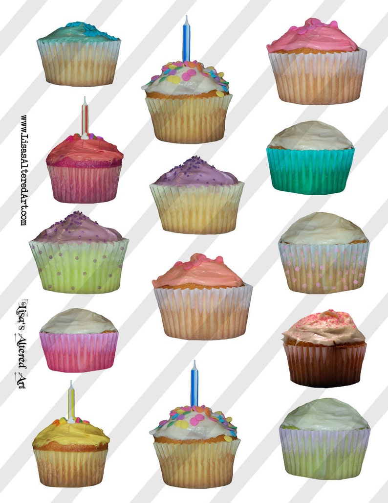 Digital Collage Sheet Cupcake Images -Instant Download Sheet no. O25