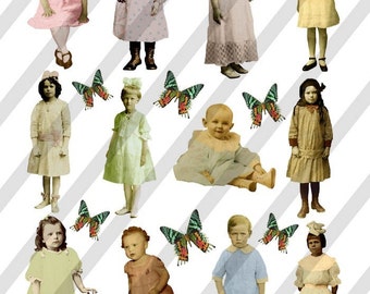 Digital Collage Sheet Vintage Children No. 9  (Sheet no.F9) Instant Download