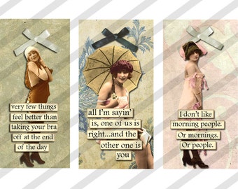 Digital Collage Sheet Slides Sarcastic  Women No. 2-1 X 2 Domino (Sheet no. FS196) Instant Download